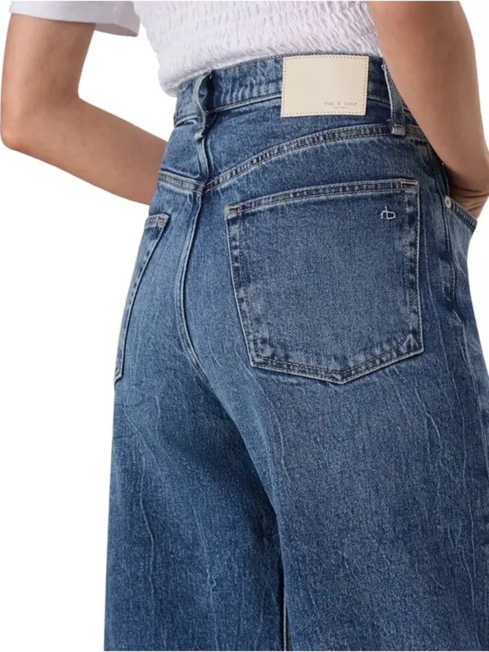 rag & bone Andi Dark Blue Wide-Leg High-Rise Jeans, Sz 26 - Picture 2 of 7